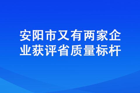 安陽市又有兩家企業(yè)獲評(píng)省質(zhì)量標(biāo)桿